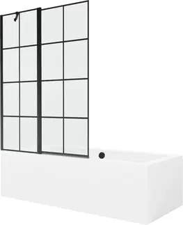 Sprchové dvere MEXEN/S - Cube obdĺžniková vaňa 170 x 80 cm s panelom + vaňová zástena 120 cm, čierna vzor 550517080X9412117077