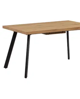 Jedálenské stoly Jedálenský stôl, rozkladací, dub/kov, 140-180x80 cm, AKAIKO