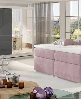 Postele NABBI Beneto 140 čalúnená manželská posteľ s úložným priestorom ružová (Omega 91)