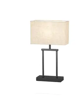 Stolové lampy FISCHER & HONSEL Stolová lampa Ann, obdĺžniková, ľan, piesková