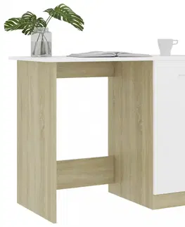 Pracovné stoly Písací stôl so skrinkou 100x50 cm Dekorhome Biela lesk