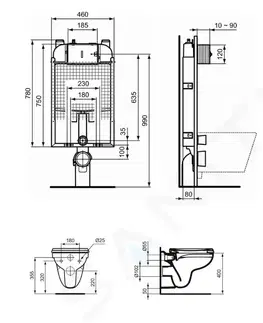 Kúpeľňa IDEAL STANDARD - ProSys Set predstenovej inštalácie, klozetu a dosky Eurovit, tlačidla Oleas M2, Rimless, SoftClose, chróm ProSys80M SP123