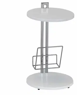 Konferenčné stolíky Príručný stolík s držiakom na časopisy, biela/chromovaná, ANABEL