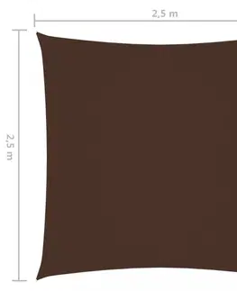 Stínící textilie Tieniaca plachta štvorcová oxfordská látka 2,5 x 2,5 m Dekorhome Hnedá