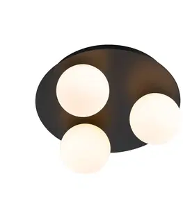 Vonkajsie stropne svietidla Moderné kúpeľňové stropné svietidlo čierne 3-svetlo - Cederic