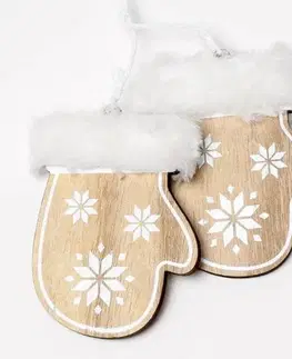 Vianočné dekorácie Kinekus Ozdoba závesná rukavice 19x5x2 cm drevo