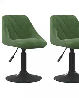 Jedálenské zostavy Otočná jedálenská stolička 2 ks zamat / kov Dekorhome Tmavo zelená