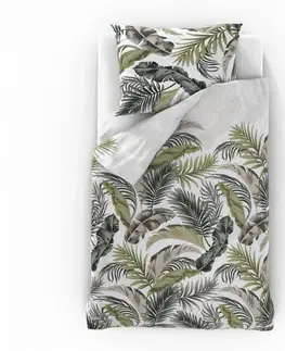 Obliečky Kvalitex Bavlnené obliečky Delux Palma biela, 140 x 220 cm, 70 x 90 cm