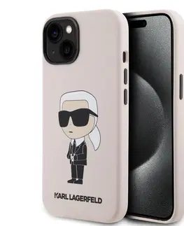 Puzdrá na mobilné telefóny Zadný kryt Karl Lagerfeld Liquid Silicone Ikonik NFT pre Apple iPhone 15, ružové 57983116786