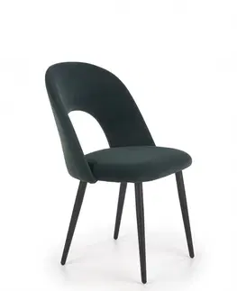 Jedálenské stoličky a kreslá Jedálenská stolička K384 zamat / čierna Halmar Tmavo zelená