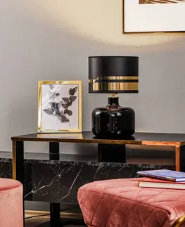Lampy na nočný stolík Argon Textilná stolová lampa Bodo, čierno-zlatá