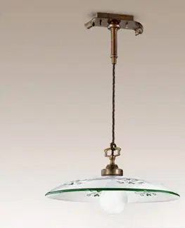 Závesné svietidlá Cremasco Závesná lampa Bassano, 1-plameňová, zelené detaily