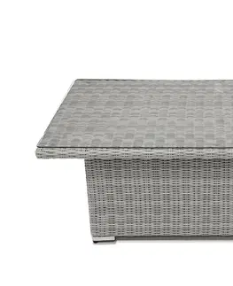 Stolčeky DEOKORK Ratanový stôl výsuvný jedálenský / odkladací 140 x 80 cm SEVILLA (sivá)