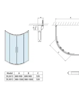 Sprchové dvere POLYSAN - LUCIS LINE štvrťkruhová sprchová zástena, 1000x1000, R550, číre sklo DL3015