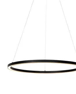 Zavesne lampy Závesné svietidlo čierne 80 cm vrátane LED 3-stupňovo stmievateľné - Girello