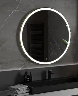 Kúpeľňa MEXEN - Esso zrkadlo s osvetlením 100 cm, LED 6000K zlatý rám 9825-100-100-611-50