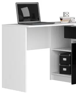 Písacie stoly Dizajnový písací stôl CASPER, biely / čierny lesk