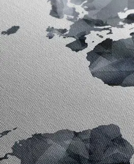 Obrazy na korku Obraz na korku polygonálna mapa sveta v čiernobielom prevedení