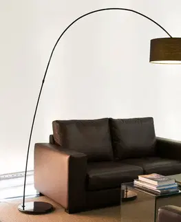 Stojacie lampy do obývačky FARO BARCELONA Ozdobné oblúkové svietidlo PAPUA, čierne