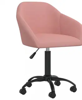 Jedálenské zostavy Otočná jedálenská stolička zamat / kov Dekorhome Ružová