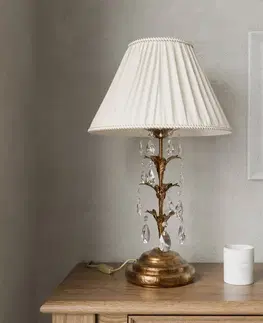 Stolové lampy ONLI Stolná lampa Teresa krištále a textilné tienidlo