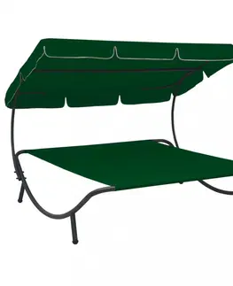Záhradný postele Záhradná posteľ s baldachýnom Dekorhome Zelená