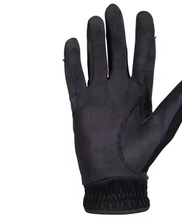rukavice Detské jazdecké rukavice 500 čierno-sivé