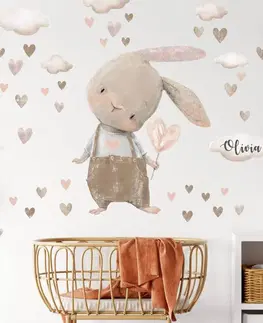 Nálepky na stenu Detská nálepka na stenu - Hnedý zajačik pre bábätká
