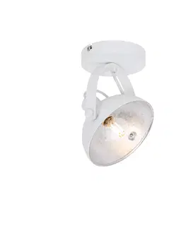 Nastenne lampy Priemyselné stropné svietidlo biele so strieborným 15 cm nastaviteľné - Magnax