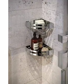 Regály a poličky GEDY 2479 Smart rohová polica do sprchy, 21 x 4,5 x 21 cm, leštená nehrdzavejúca oceľ