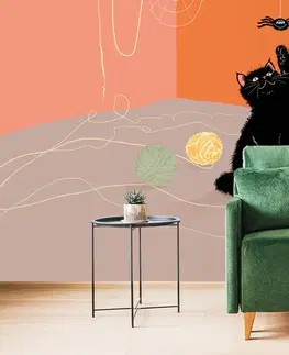 Samolepiace tapety Samolepiaca tapeta hravá mačka s klbkami