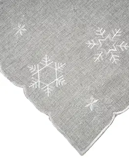 Obrusy Forbyt Vianočný obrus Vločky sivá, 85 x 85 cm