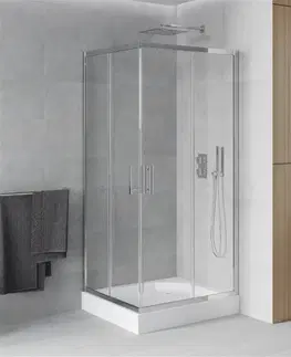 Vane MEXEN/S - Rio štvorcový sprchovací kút 90 x 90, transparent, chróm + vanička Rio 860-090-090-01-00-4510