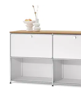 Office Furniture Kovová odkladacia skrinka »CN3« s drevenou doskou a výklopnými priečinkami, ktoré možno ľubovoľne umiestniť, biela