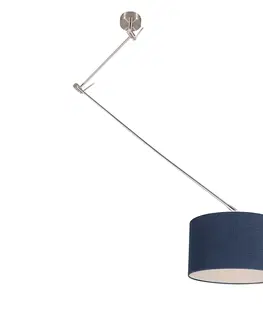 Zavesne lampy Závesné svietidlo oceľové s tienidlom 35 cm modré nastaviteľné - Blitz I.