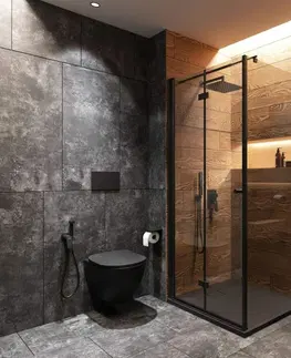 Sprchovacie kúty DEANTE - Kerria plus čierna - Sprchové dvere bez stenového profilu, systém Kerria Plus, 90 cm - skladacia KTSXN41P