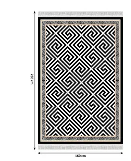 Koberce a koberčeky KONDELA Motive koberec 160x230 cm čierna / biela