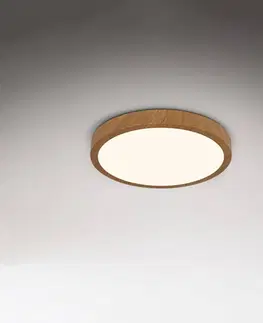 Stropné svietidlá Briloner LED stropné svietidlo Runa Wood wood look 3 000 K Ø38cm
