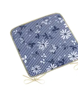 Záhradné slnečníky a doplnky Bellatex Sedák DITA hladký Kocka s kvetom modrá, 40 x 40 cm