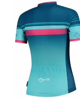 Cyklistické dresy extraľahké dámsky cyklodres Rogelli IMPRESS s krátkym rukávom, modro-ružový 010.160