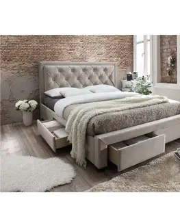 Postele KONDELA Orea 160 čalúnená manželská posteľ s roštom sivohnedá