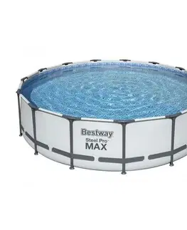 Bazény Bestway Nadzemný bazén Steel Pro MAX s filtráciou, schodíkmi a plachtou, pr. 457 cm, v. 107 cm
