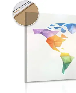 Obrazy na korku Obraz na korku farebná mapa sveta v štýle origami