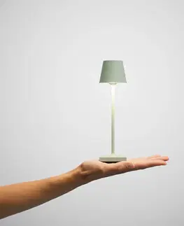 Vonkajšie osvetlenie terasy Sigor Nuindie vrecková LED dobíjacia stolová lampa, šalviovo zelená