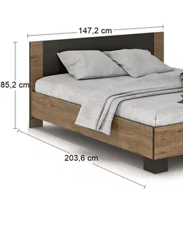 Postele NABBI Verify LB-140 manželská posteľ s roštom 140x200 cm dub april / wenge