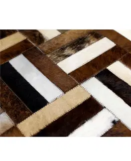 Koberce a koberčeky KONDELA Typ 2 kožený koberec 120x180 cm vzor patchwork