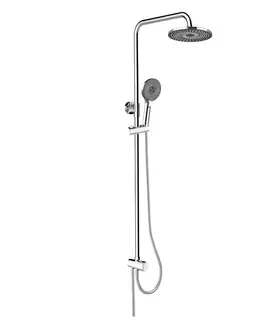 Kúpeľňové batérie MEREO MEREO - Sprchový set s tyčou, hadicou, ručnou a tanier. okrúhlou sprchou, čierna CB95001SB1