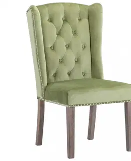 Jedálenské stoličky a kreslá Jedálenská stolička zamat / kaučukovník Dekorhome Tmavo zelená