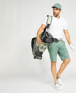 dresy Pánska golfová polokošeľa s krátkym rukávom MW500 biela