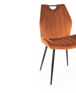 Jedálenské stoličky ROCA VELVET jedálenská stolička, škorica / čierna